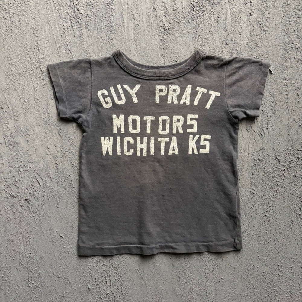Denim & Dungaree T-Shirt Small 110CM Gray Guy Pratt Motors Wichita Japan Baby